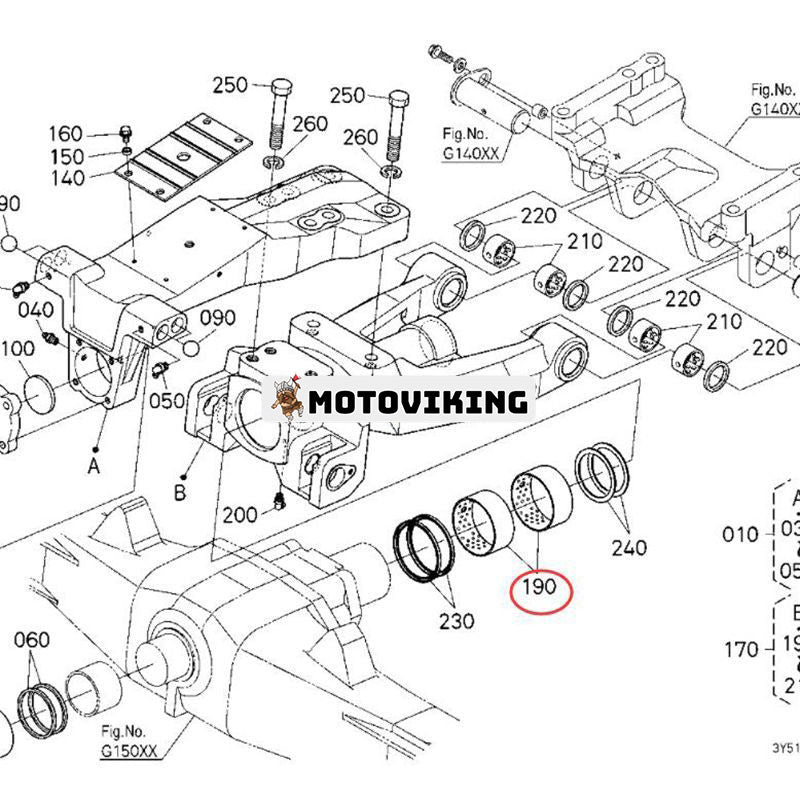 Bussning 3C011-41680 för Kubota Tractor M5040HD M5140HD M6040HD