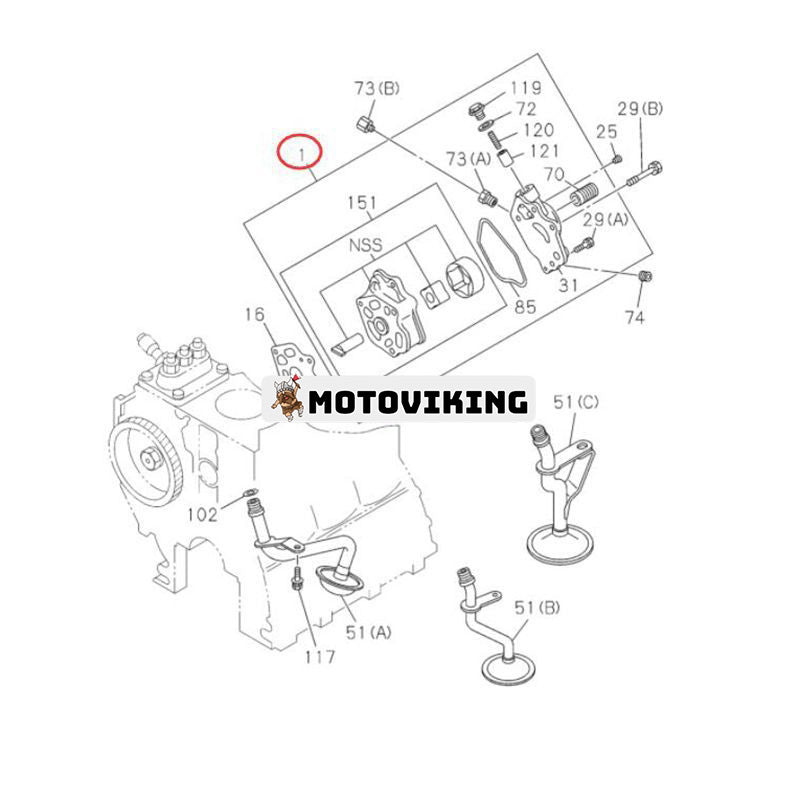 Oljepump 8943808410 för Hitachi grävmaskin EX12 EX15 EX22 EX25 EX30 EX35