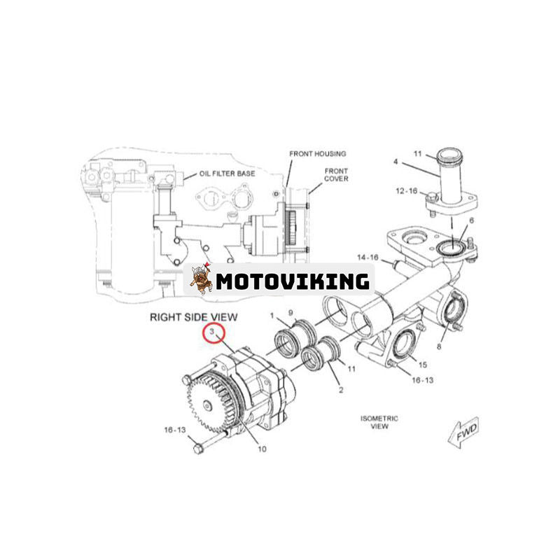 Oljepump 233-5220 för Caterpillar CAT Engine C11 C13 3176 3176B 3176C 3196 Kompaktor 815F 816F