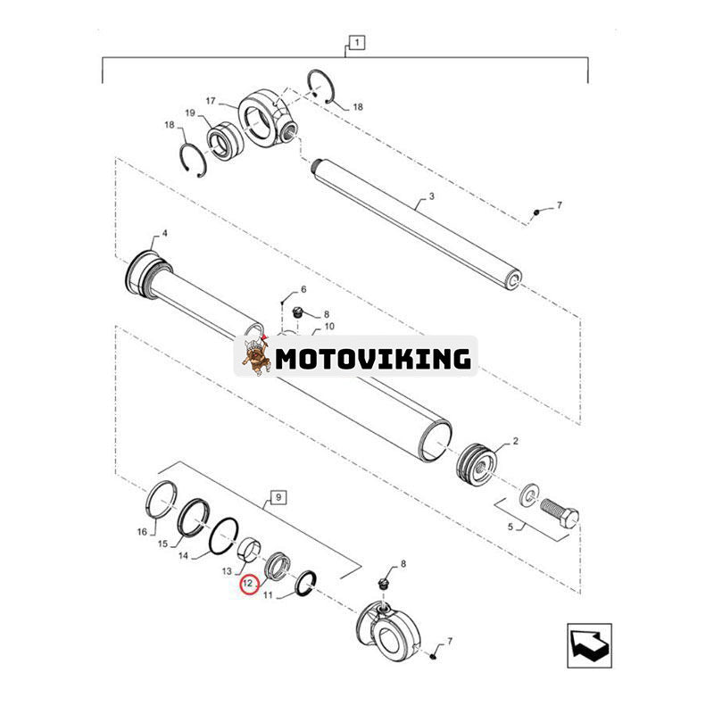 Tiltcylindertätningssats 1542879C1 för New Holland Loader B90B B95B B100B B110B B115B B110C