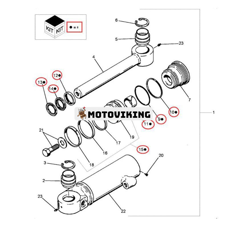 Hydraulisk cylindertätningssats 1543266C1 för New Holland D75 D85 D85B D95 D95B DC75 DC85 DC95