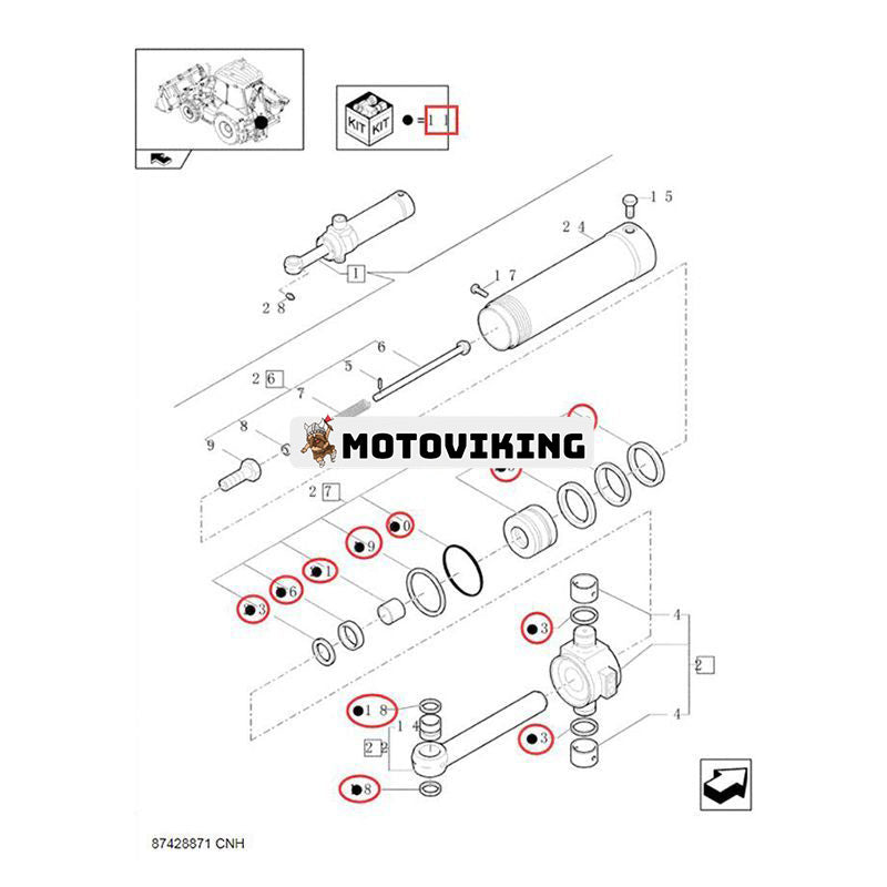 Tätningssats 87428871 för CASE Grävlastare 580ST 580T 590ST 695ST