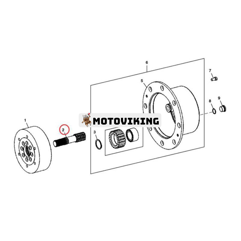 Solhjulsaxel T292966 för John Deere motor 4045HT054 4045HL287 4045DT060 Lastare 310J 310K 310L
