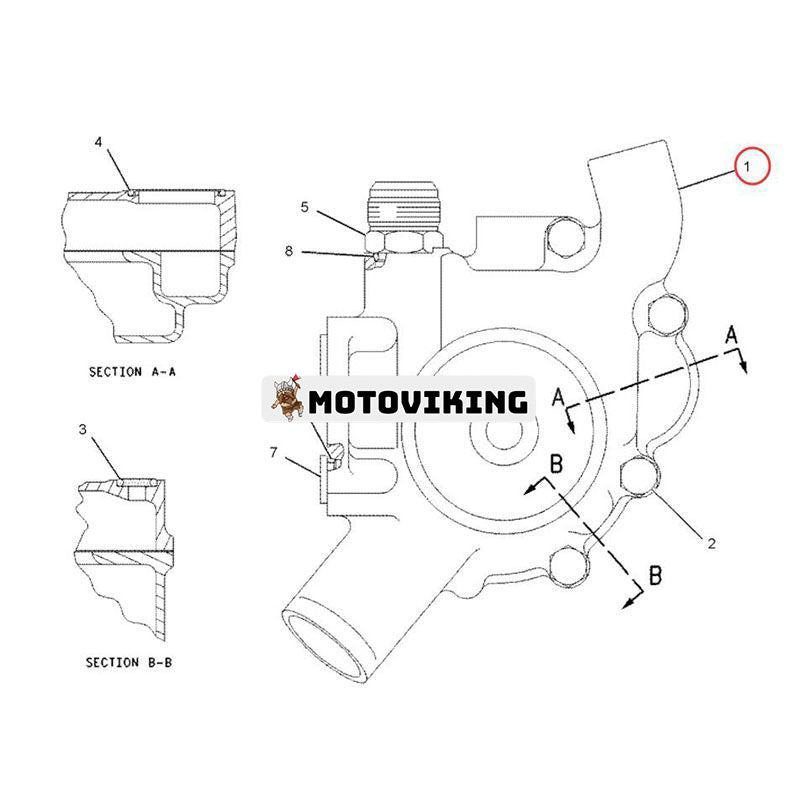 Vattenpump 1208402 3522157 för Caterpillar CAT Engine 3126 3126B 3126E C7