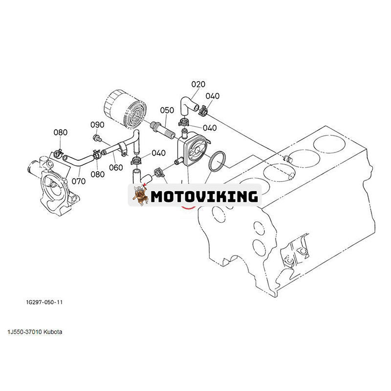 Oljekylare 1J550-37010 1C010-37012 för Kubota Engine V3300 V3600 V3800