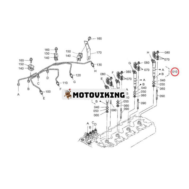 Bränsleinsprutare 1G514-53003 för Kubota Engine V3300 V3800 Hyundai Loader HSL800-7