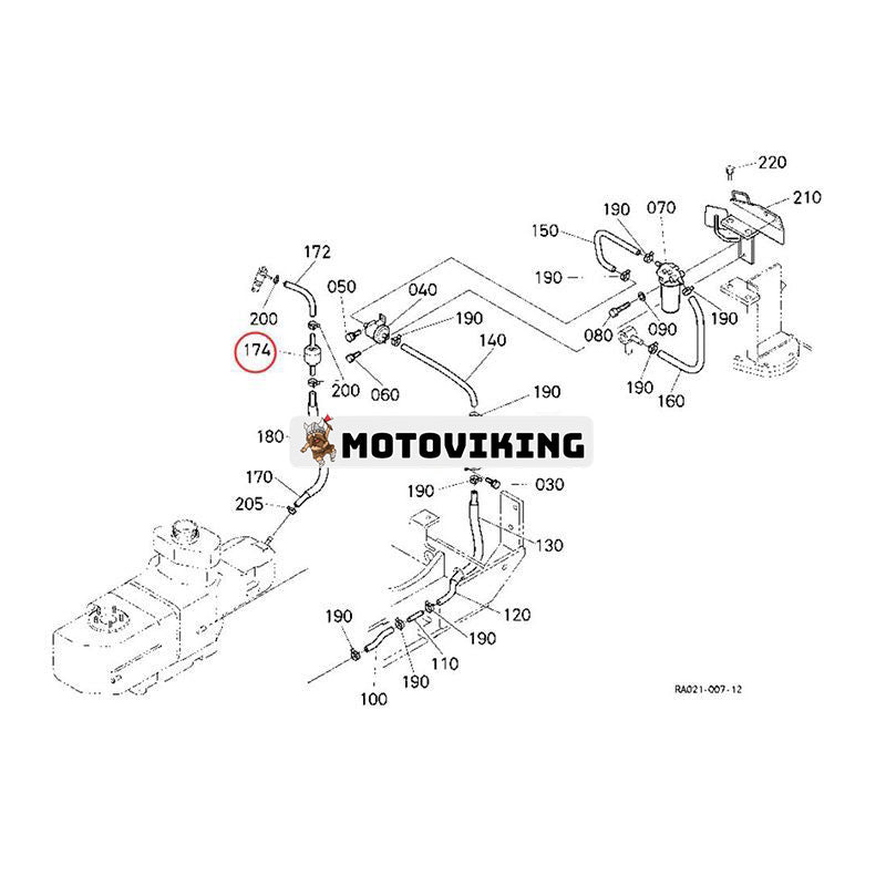 Bränslebackventil 1C010-42460 för Kubota Engine V3300 V3600 V3800 traktor L3301DT L3301F L3301H