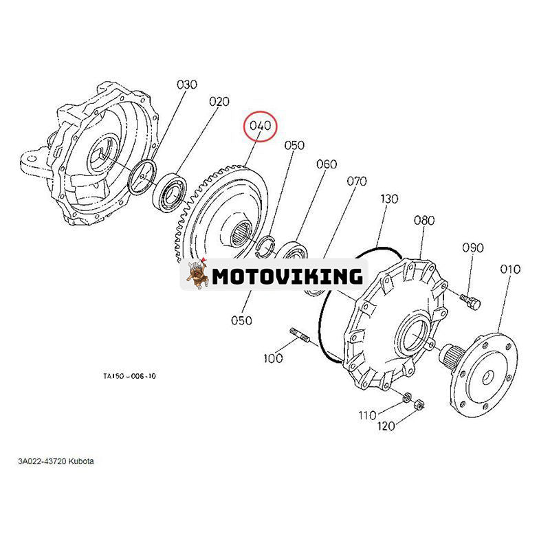 Konisk växel TD170-43720 för Kubota traktor L48 L4610DT L5740HST MX5000 M4700DT M5400DT MX5000DT MX5100DT