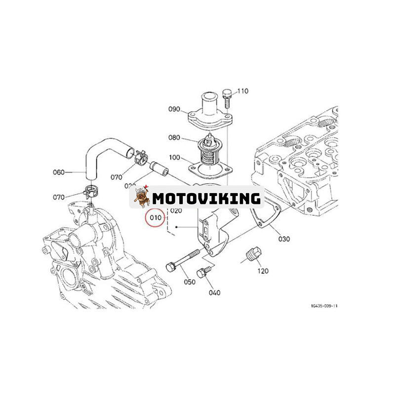 Termostathus 16873-72704 för Kubota Engine D722 traktor BX1850D BX1860 BX1870 BX1870-1 G2460G