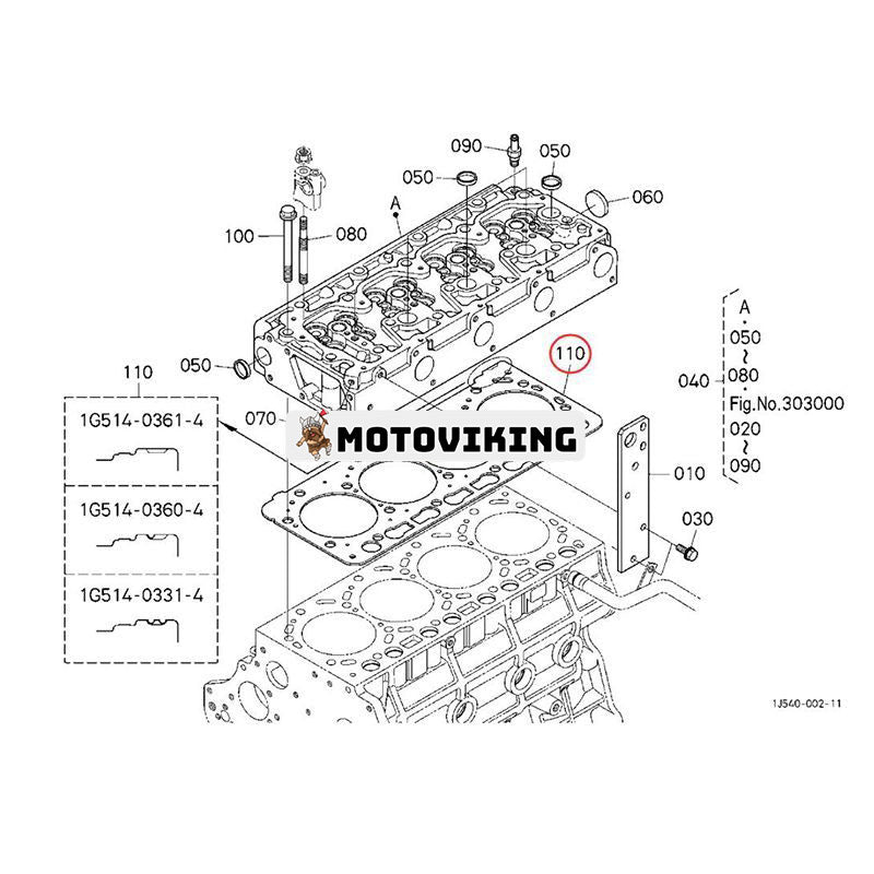 Topplockspackning 6698597 6680669 för Kubota Engine V3800 Bobcat T2250 T250 T300 V417 A300 S220 S250 S300