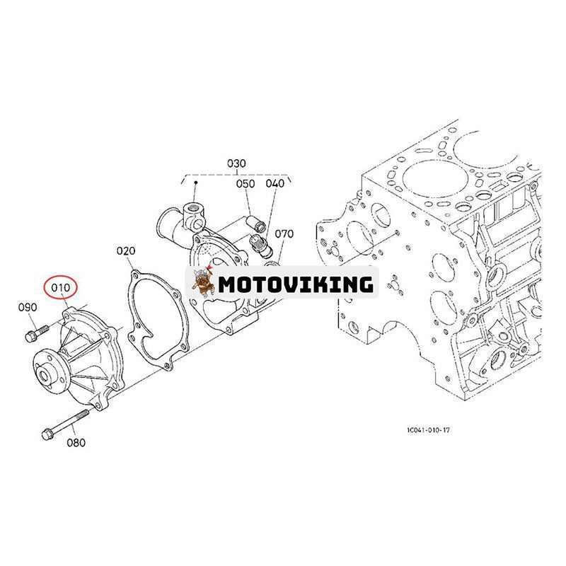 Vattenpump med packning 1C010-73035 för Kubota Engine V3300 V3600 V3800 Traktor M6800 M8560HD M9000DT M9960HDL