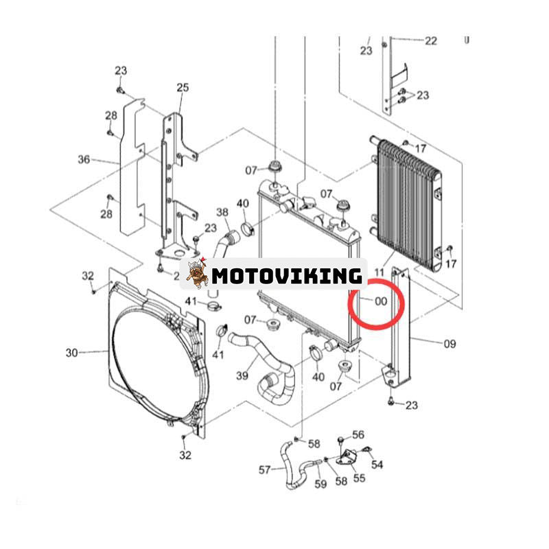 Vattentankkylare 4681353 för Hitachi grävmaskin ZX40U-3 ZX40U-3U ZX48U-3 ZX48U-3F ZX50U-3 ZX50U-3F ZX52U-3 ZX52U-3F