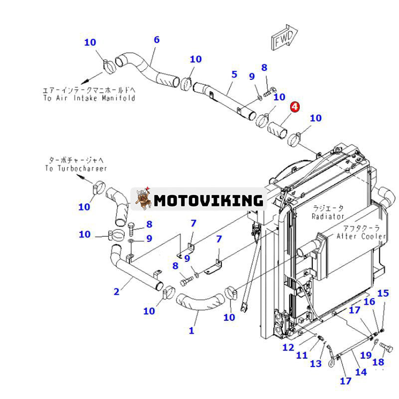 Slang 6738-11-4720 för Komatsu Engine 6D102E Grävmaskin PC200-7 PC210-7-CA PC220-7 PC270-7 PW130-7K