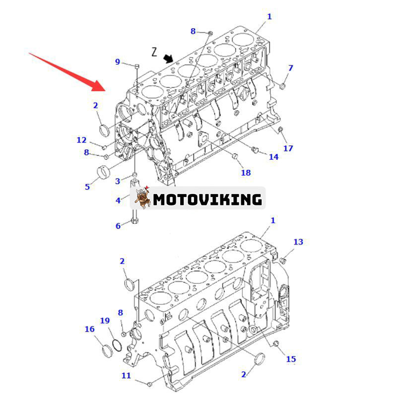 Bare Cylinder Block 6735-21-1010 6731-21-1270 för Komatsu Engine 6D102 Grävmaskin PC200-6 PC220-6 PC250LC-6LE