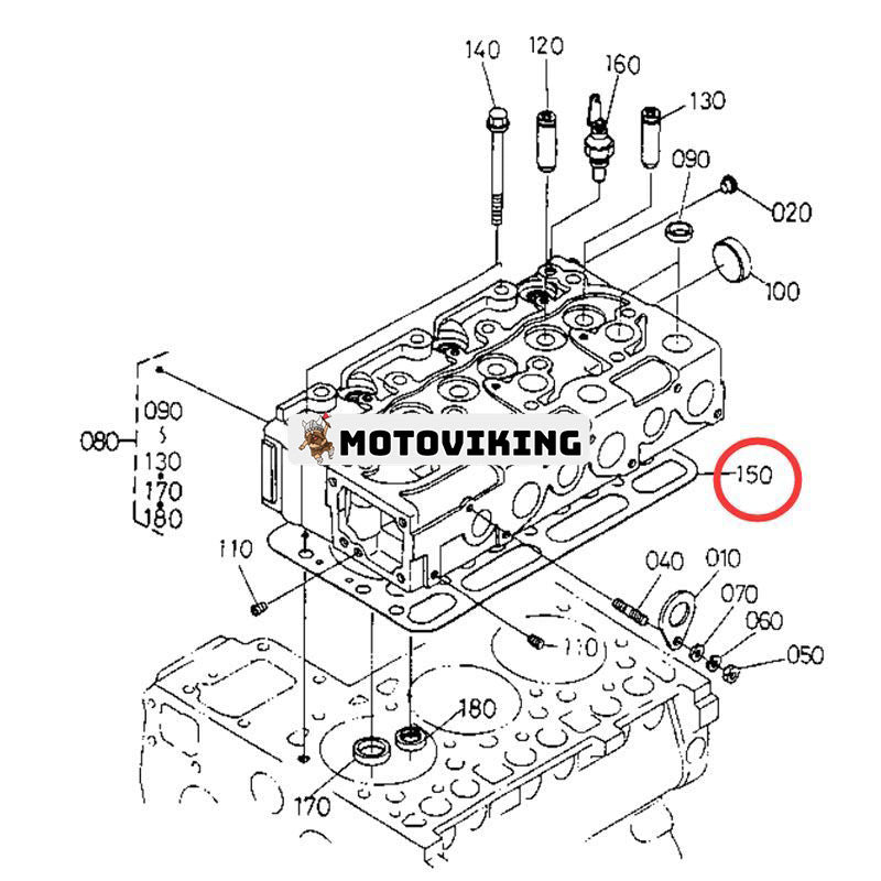 Topplockspackning 16467-03310 för Kubota D1403 D1503 Komatsu 3D80 motortraktor L2900DT L3000DT L3000F L3010DT L3010F