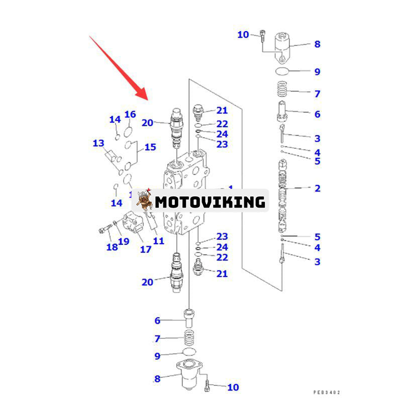 Hydraulventil 723-41-05300 för Komatsu grävmaskin PC200-6 PC210-6G PC220-6 PC230-6 PC250LC-6L