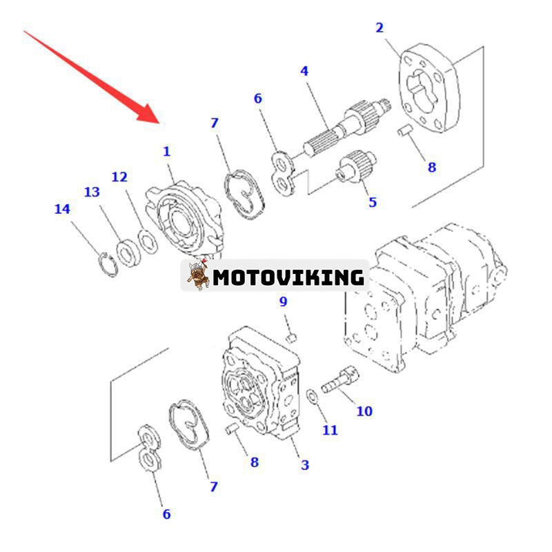 Hydraulpump 705-41-08160 för Komatsu grävmaskin PC15-3 PC20-7