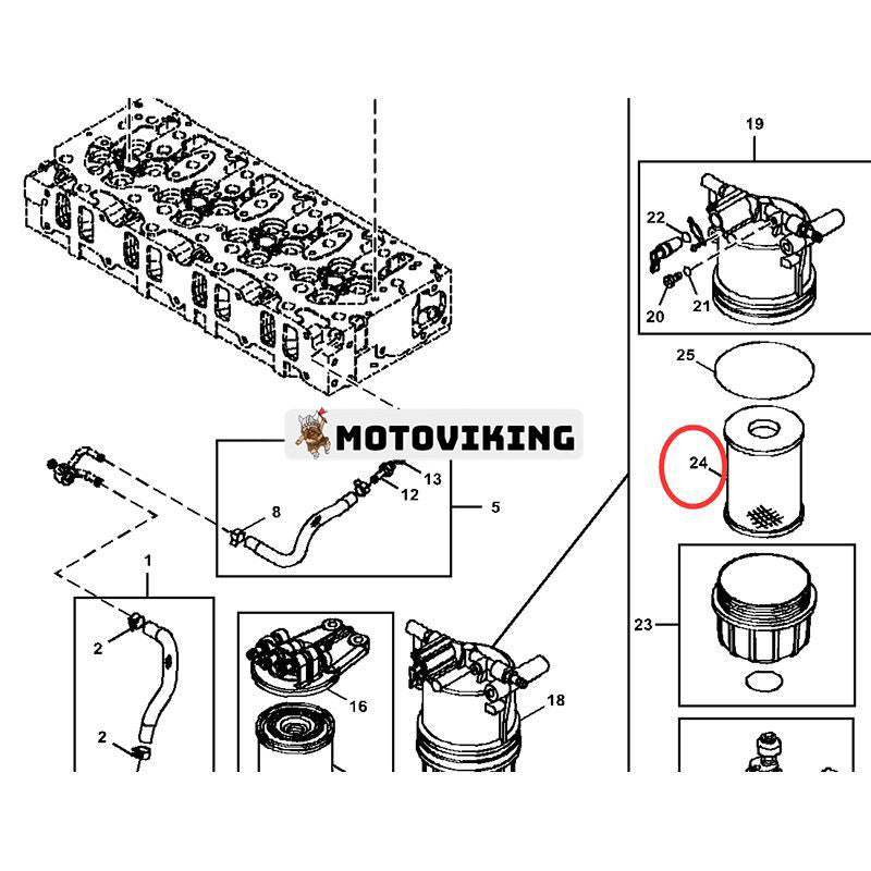 Filterelement MIU802421 för John Deere Loader 316GR 317G 318E 318G 319E 320E 323E