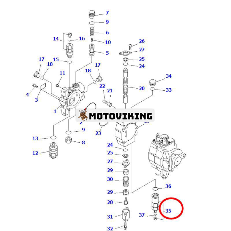 Avlastningsventil KB21113-40051 för Komatsu gaffeltruck FG70-7 FD70-7 FD70-8 FD80-7 FD45-7 FD80-8 FG45-7 FD45-8 FG50A-7