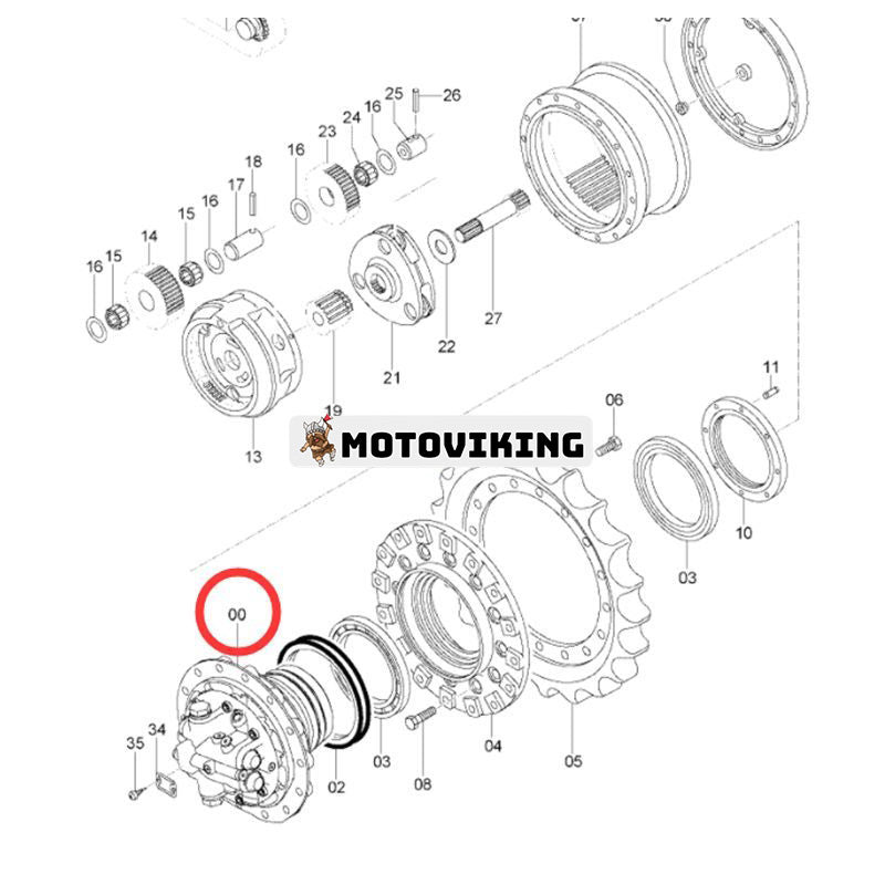 Final Drive Motor 9196240 för Hitachi Grävmaskin ZX120 ZX135UR ZX135USK ZX200 ZX225USR