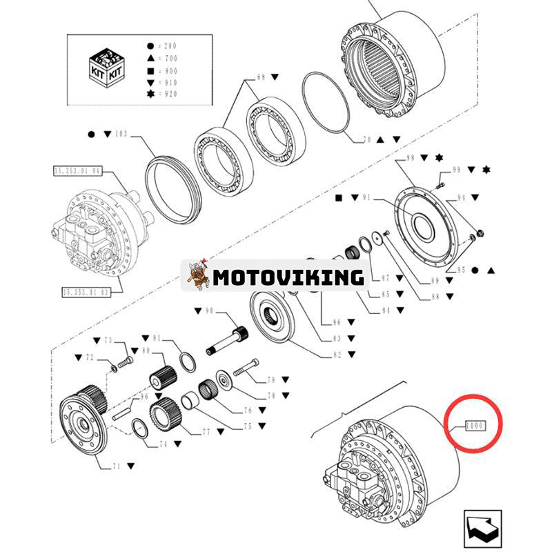 Reseväxellåda med motor LQ15V00020F1 för Kobelco grävmaskin SK235SR-1E SK235SR-2 SK235SRLC-2