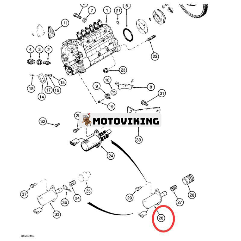 24V avstängningssolenoid J918601 för CASE bandtraktor 1150E 1155E 1550