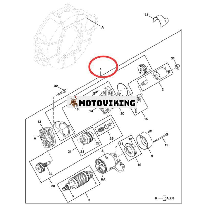 12V Startmotor AT318141 för Yanmar Engine 3TNV88F 4TNV86CT John Deere grävmaskin 30G 35D 35G 50D 50G