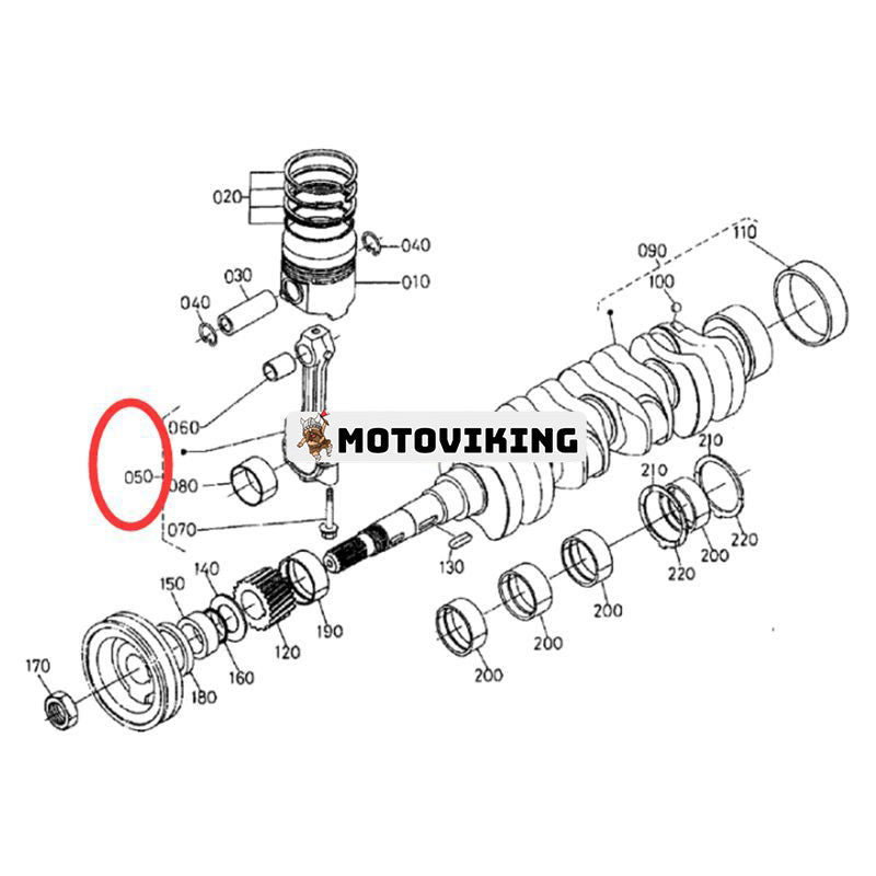 Vevstång 126506A1 202236A1 556966 för Kubota Engine V2203 CASE Gehl Scat Thomas Volvo minilastare