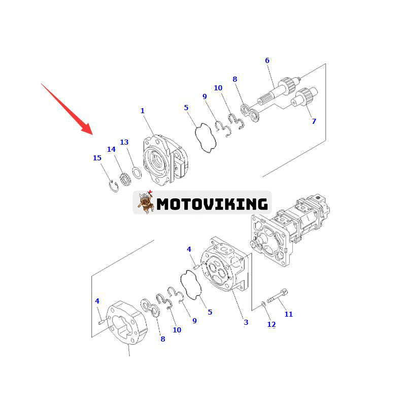 Hydraulpump Ass'y 705-56-36051 för Komatsu hjullastare WA320-6 WA320L-5 WA320PZ-6 WA320PT-5L WA320-5L