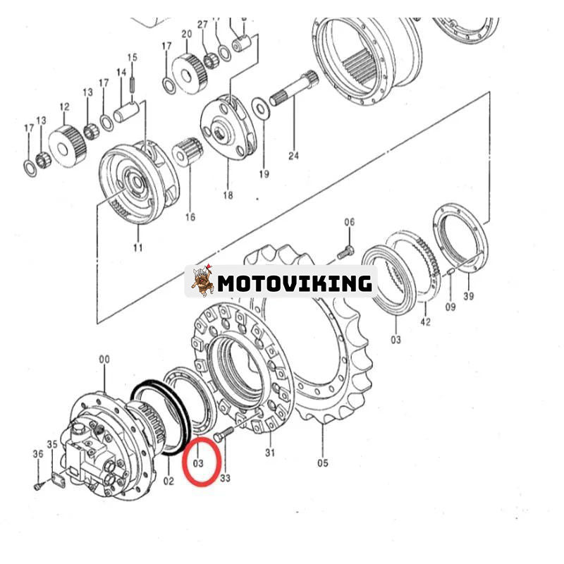 Reseduktionslager LL735449 LL735410 4321887 för Hitachi grävmaskin EX100-2 EX120-2 EX130H-5 ZX110-3 ZX130-3 ZX200