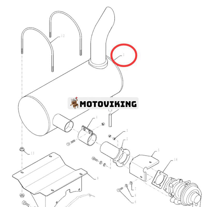 Ljuddämpare KRH10880 för CASE Grävmaskin CX240BLR CX210BLR CX240B CX210B CX220B CX230B