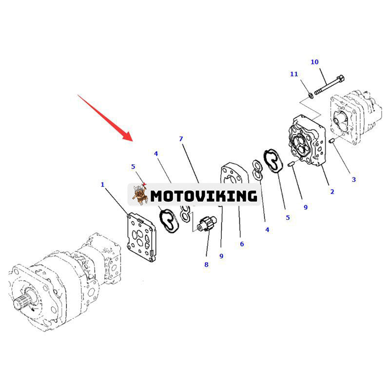 Hydraulisk kugghjulspump 705-95-07130 för Komatsu dumper HM400-2 HM400-2R