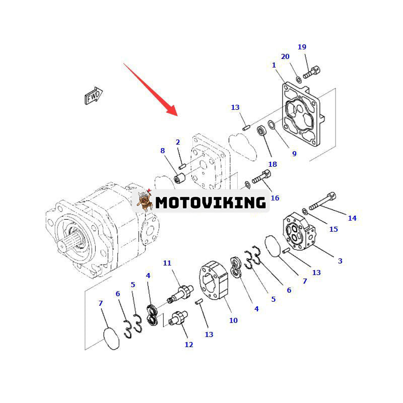 Hydraulisk kugghjulspump 705-95-05160 för Komatsu dumper HM400-2 HM400-2R