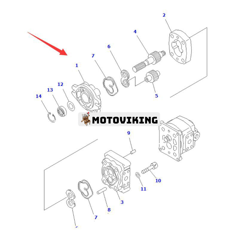 Hydraulpump 705-41-08250 för Komatsu grävmaskin PC12UU-2