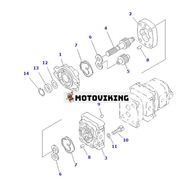 Hydraulpump 705-41-08240 för Komatsu grävmaskin PC28UU-2 PC28UD-2 PC28UG-2