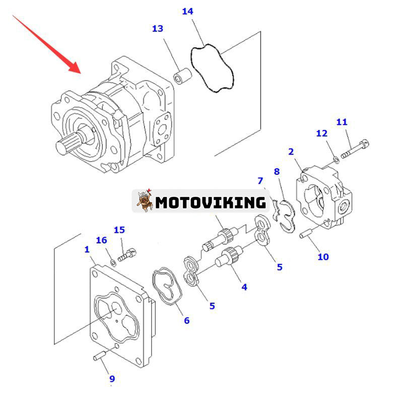 Hydraulpump 705-52-30960 för Komatsu hjullastare WA100-5