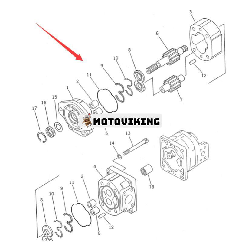 Hydraulisk pumpenhet 705-52-20190 för Komatsu hjullastare WA450-1 WA470-1 WA450-2