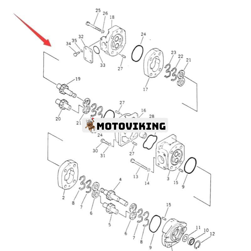Tandempumpenhet 705-52-10030 för Komatsu Motor Grader GD405A-1