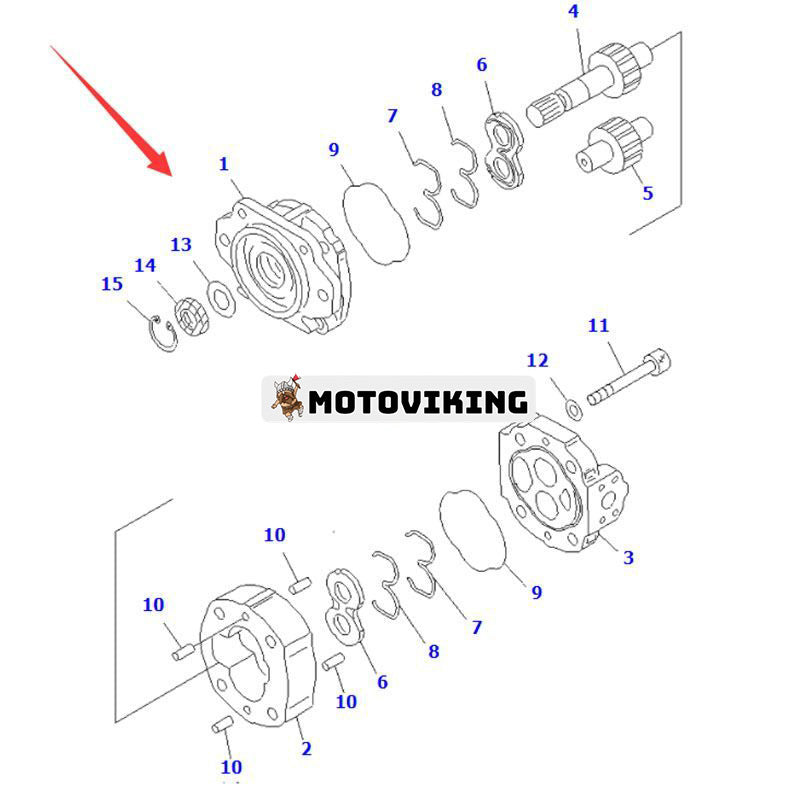 Hydraulpump 705-22-38160 för Komatsu motorhyvel GD825A-2 GD825A-2E0