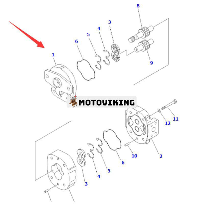 Hydraulpump 705-22-31060 för Komatsu grävmaskin PC75US-3