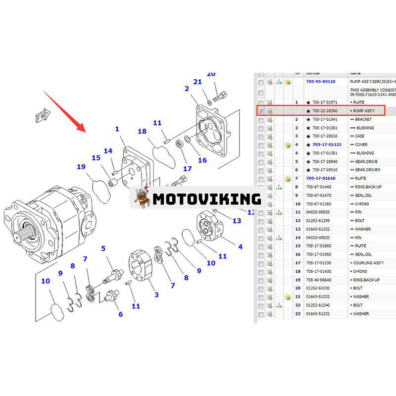 Pumpenhet 705-22-28300 för Komatsu Dump Truck HM400-2 HM400-2R