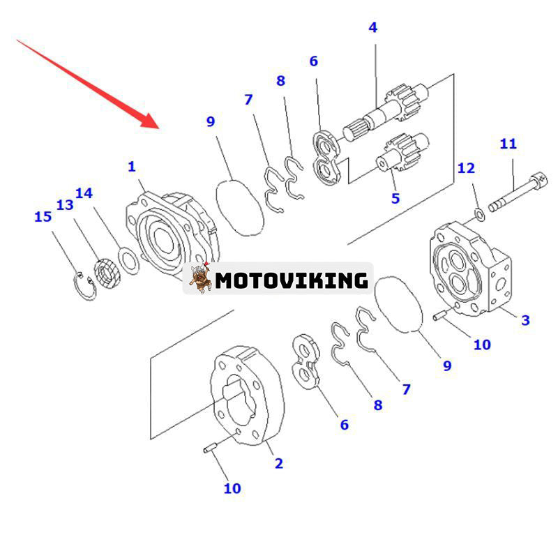 Hydraulisk kugghjulspump 705-21-38160 för Komatsu hjullastare WA500-6 WA500-6R