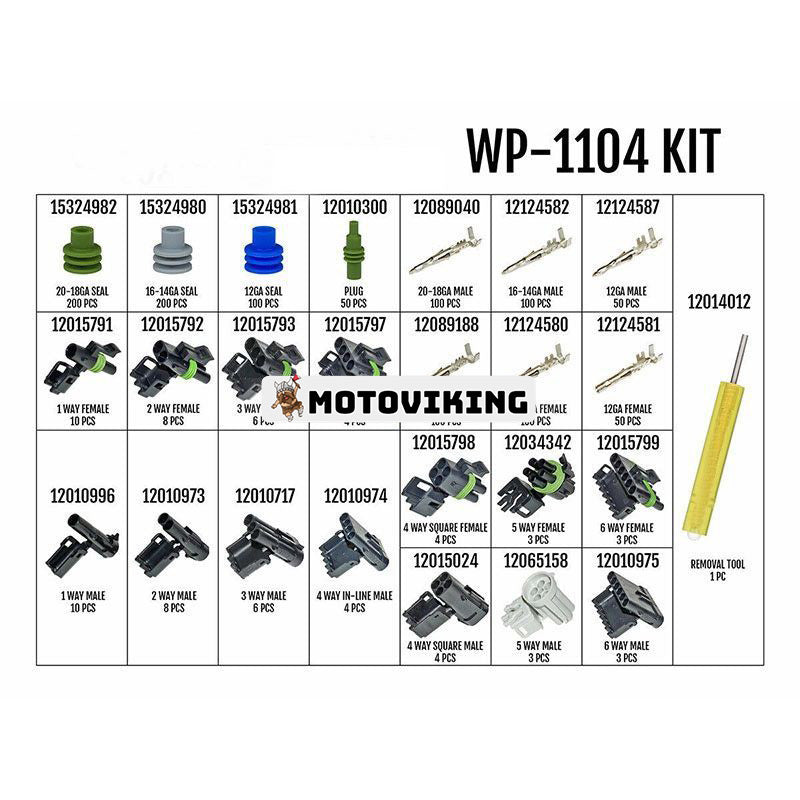 Pro Weather Pack Connector Kit WP-1104 med icke-spärrande pressverktyg