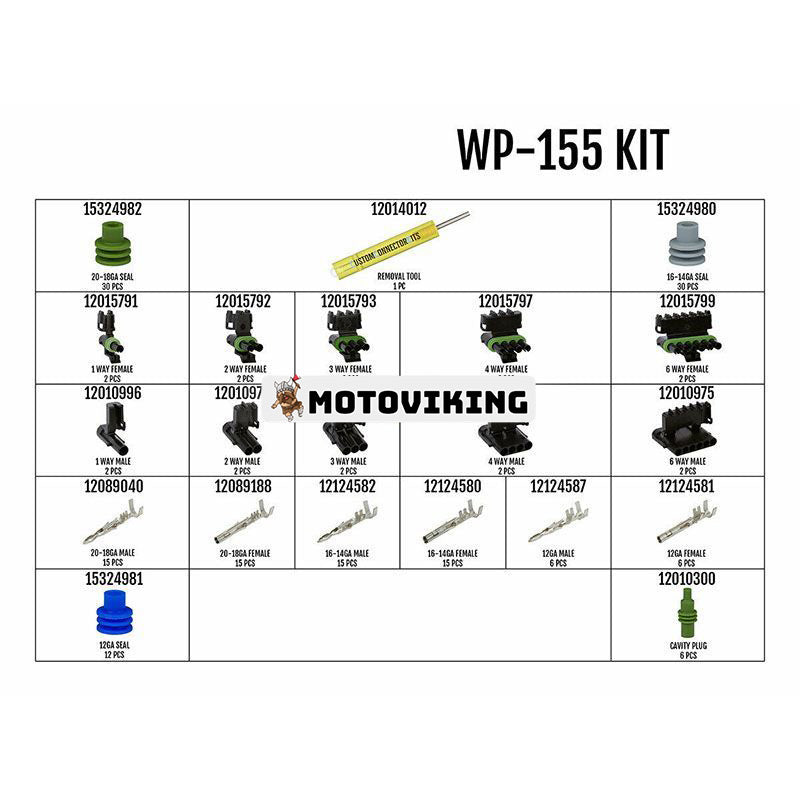 WP-155 - Pro Weather Pack Connector Kit med T-18 Crimp Tool