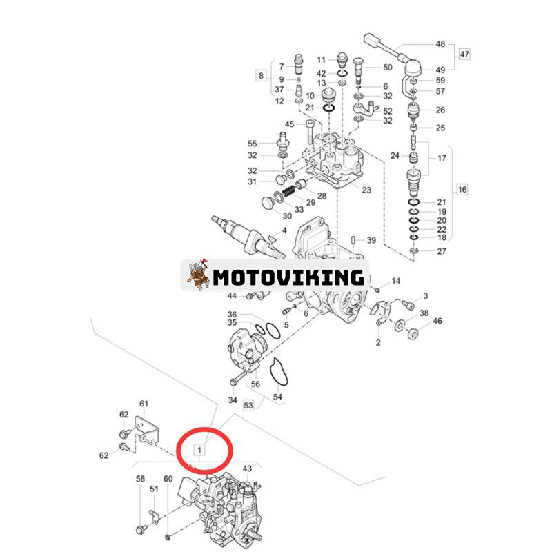 Bränsleinsprutningspump 729017-51310 för Yanmar Engine 3TNV88F CASE Grävmaskin CX33C CX37C