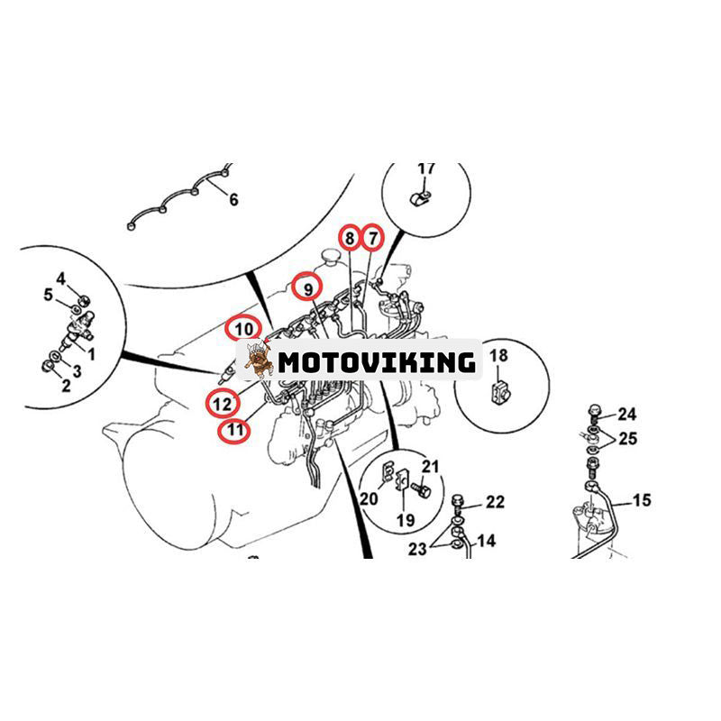 Injektorbränsleledningssats 1154158470 1154158480 1154158490 1154158500 1154158511 1154158521 för Isuzu Engine 6BD1