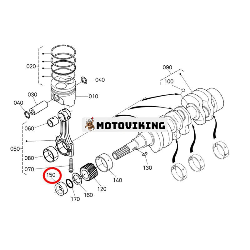 Vevaxelkrage 15841-23250 för Kubota Engine D722 D902 Grävmaskin K-008 K008-5 KX018-4 KX41-3 U10-5 U15 U17