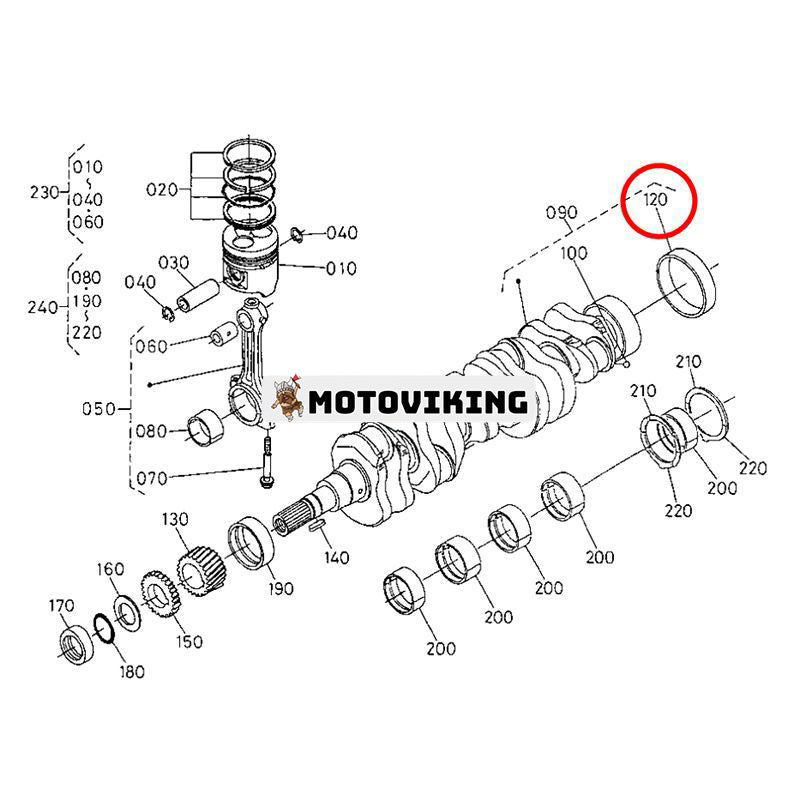 Vevaxelhylsa 17381-23280 för Kubota Engine V3307 Traktor M4700 M4900 M5030 M5700 M6040F M6060HD M7040HD M7060HD