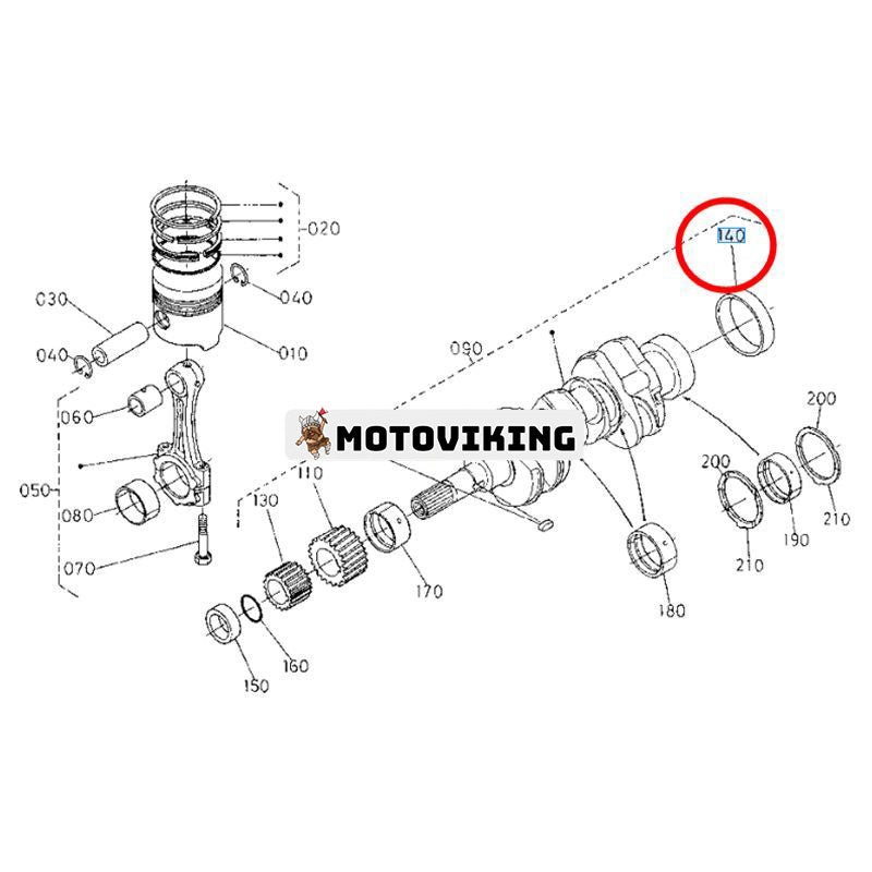 Vevaxelhylsa 1C010-23300 för Kubota Engine V3300 V3600 V3800 Traktor M108SHC M8200 M8540DT M9000HD M96SH