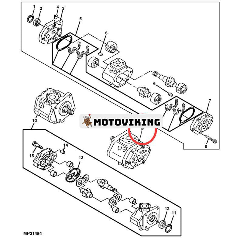 Hydraulpump AM877525 för John Deere traktor 4005 870 970 1070 990